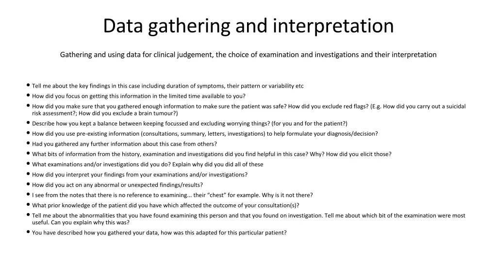 data gathering and interpretation