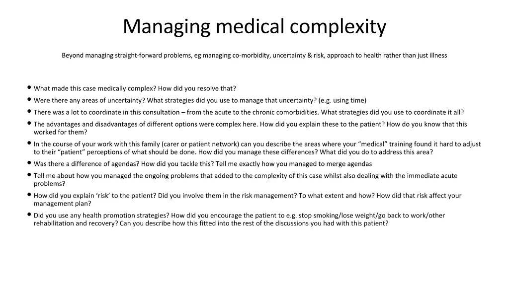 managing medical complexity