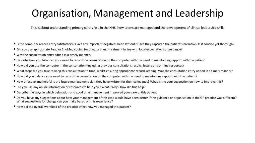 organisation management and leadership