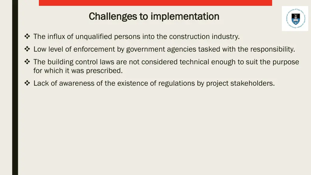 challenges to implementation challenges