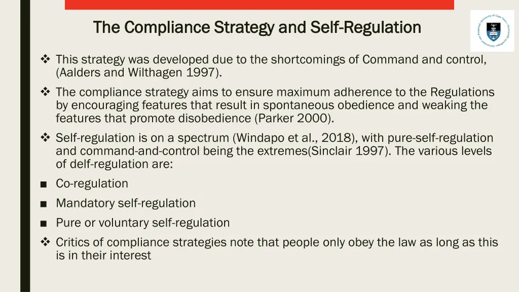 the compliance strategy and self the compliance