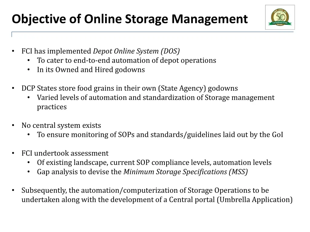 objective of online storage management