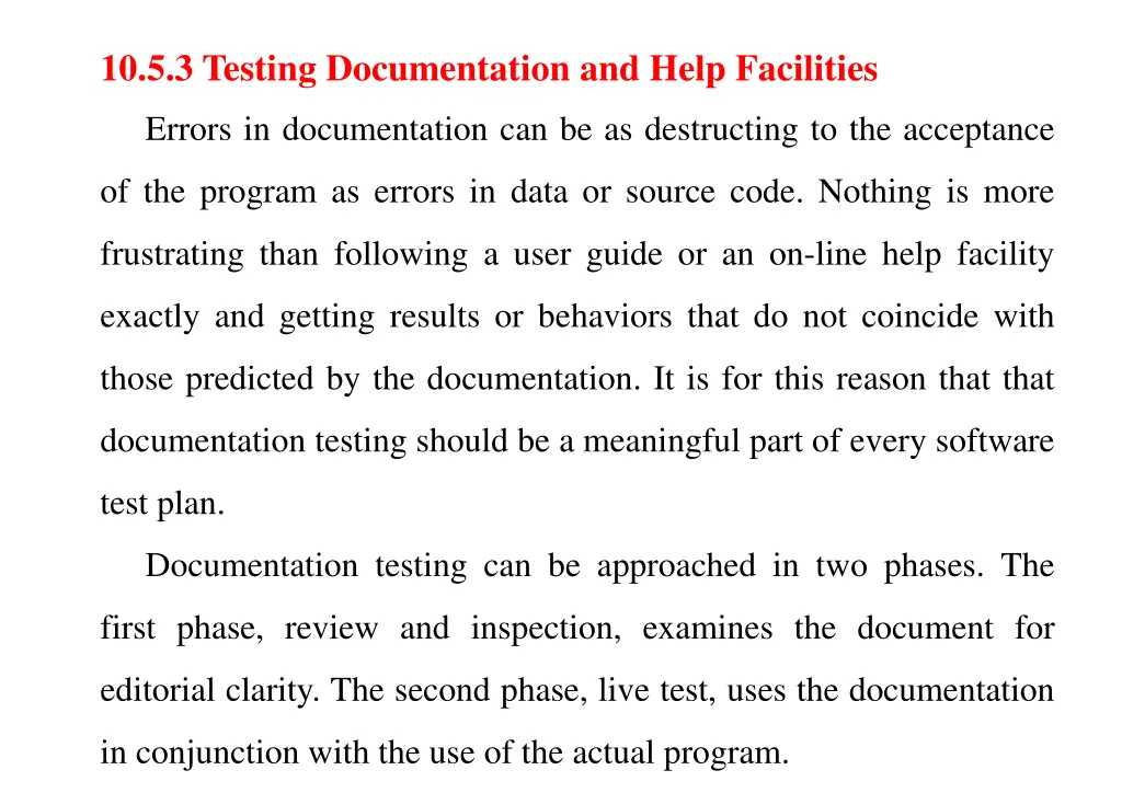 10 5 3 testing documentation and help facilities