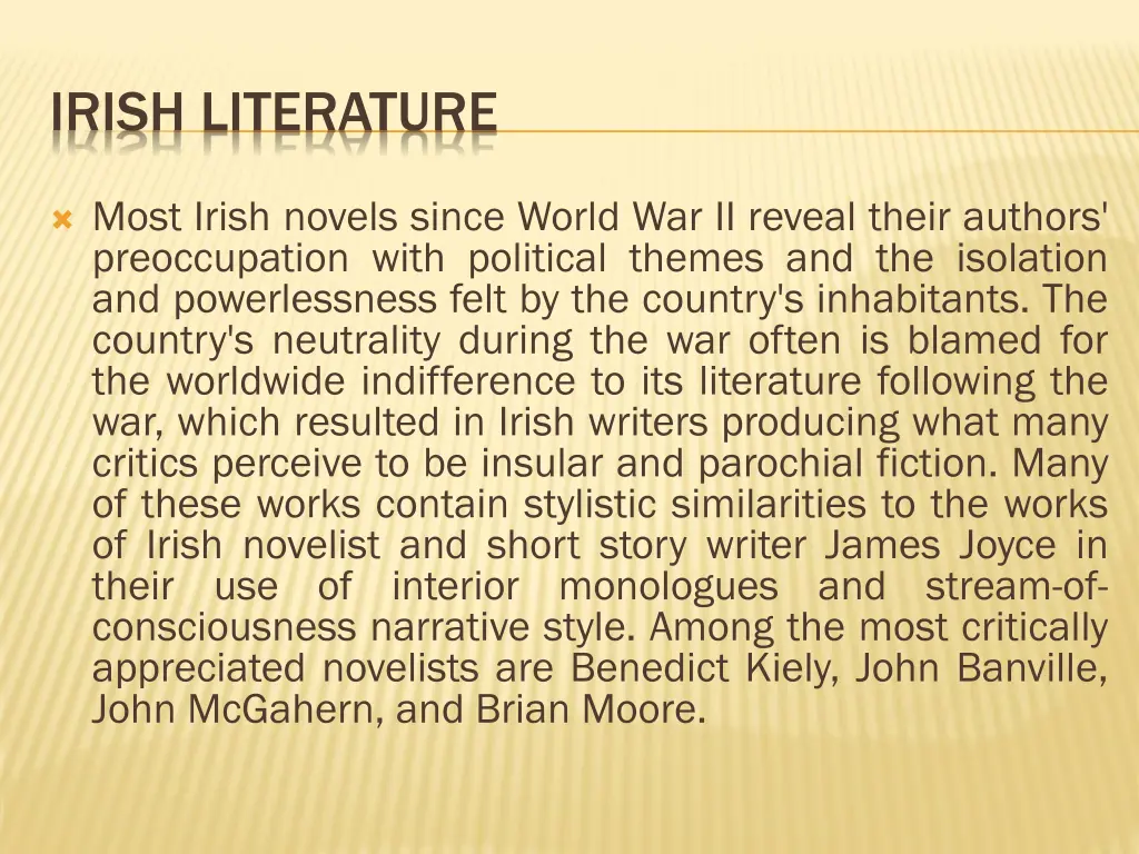 irish literature 2