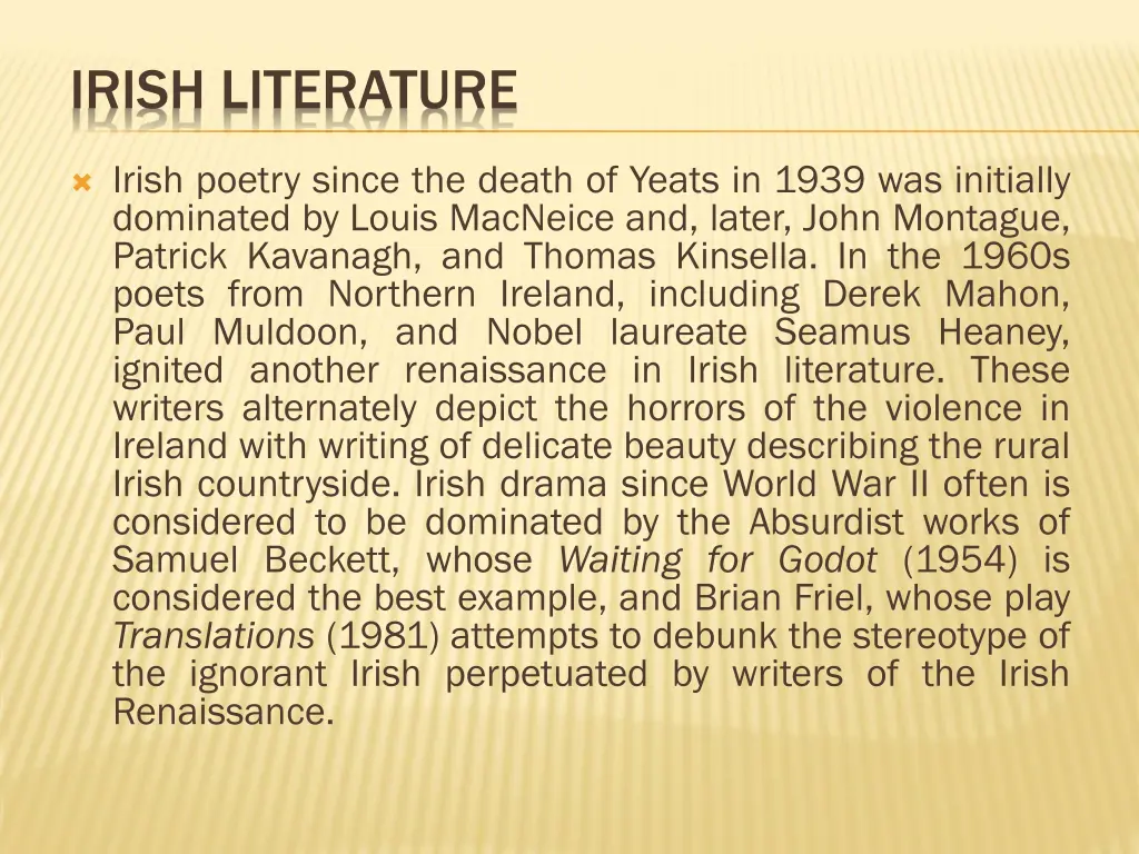 irish literature 3