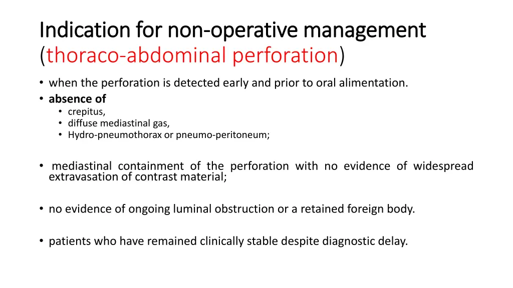 indication for non indication for non operative