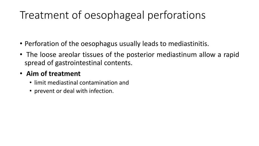 treatment of oesophageal perforations