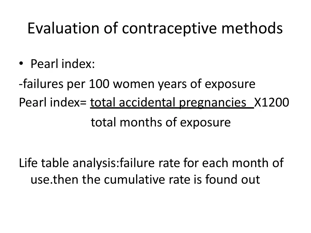 evaluation of contraceptive methods