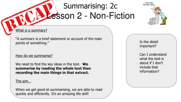 summarising 2c lesson 2 non fiction