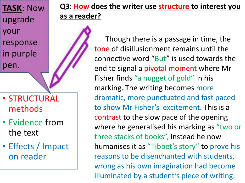 q3 how does the writer use structure to interest