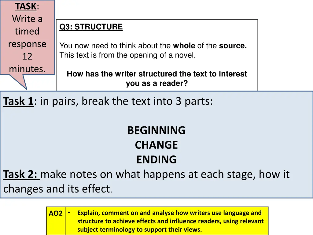 task write a timed response 12 minutes