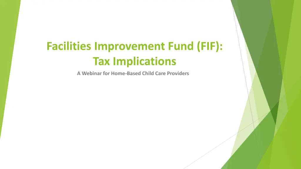 facilities improvement fund fif tax implications