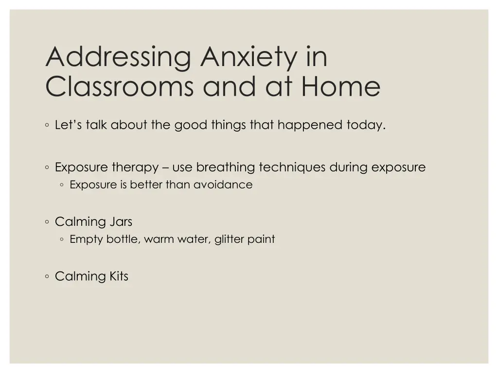 addressing anxiety in classrooms and at home