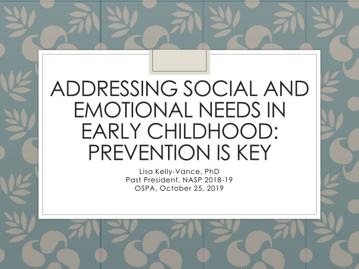 addressing social and emotional needs in early