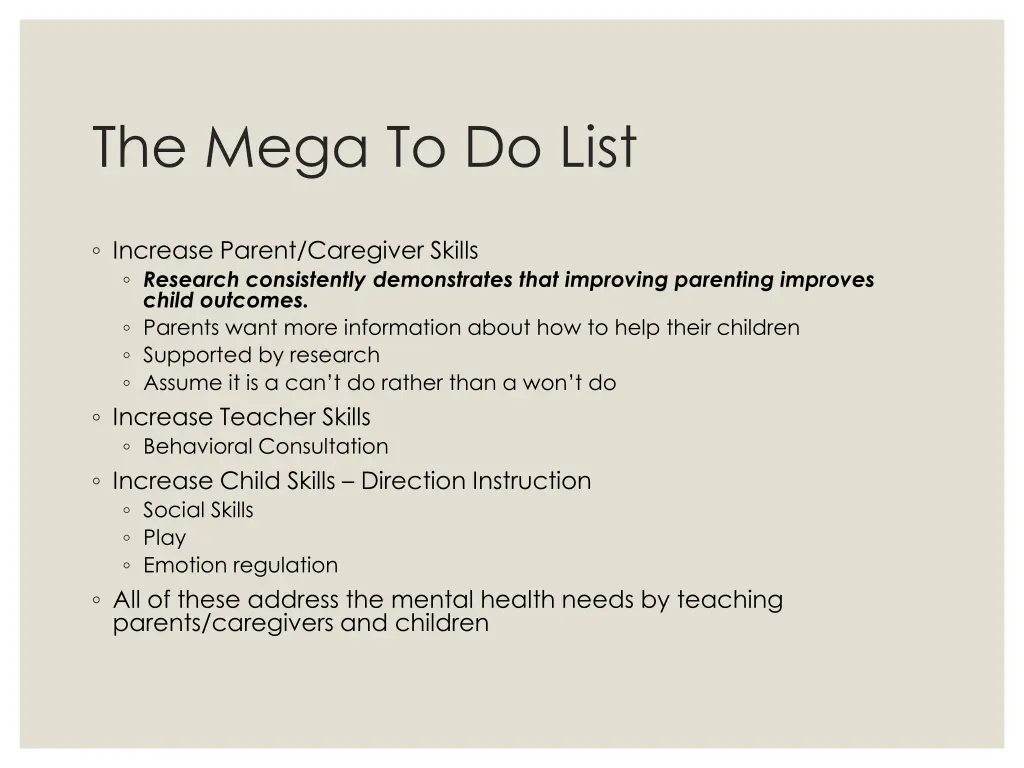 the mega to do list