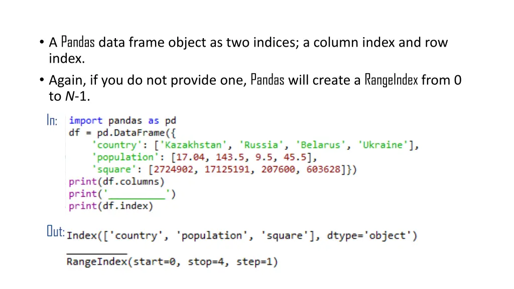 a pandas data frame object as two indices