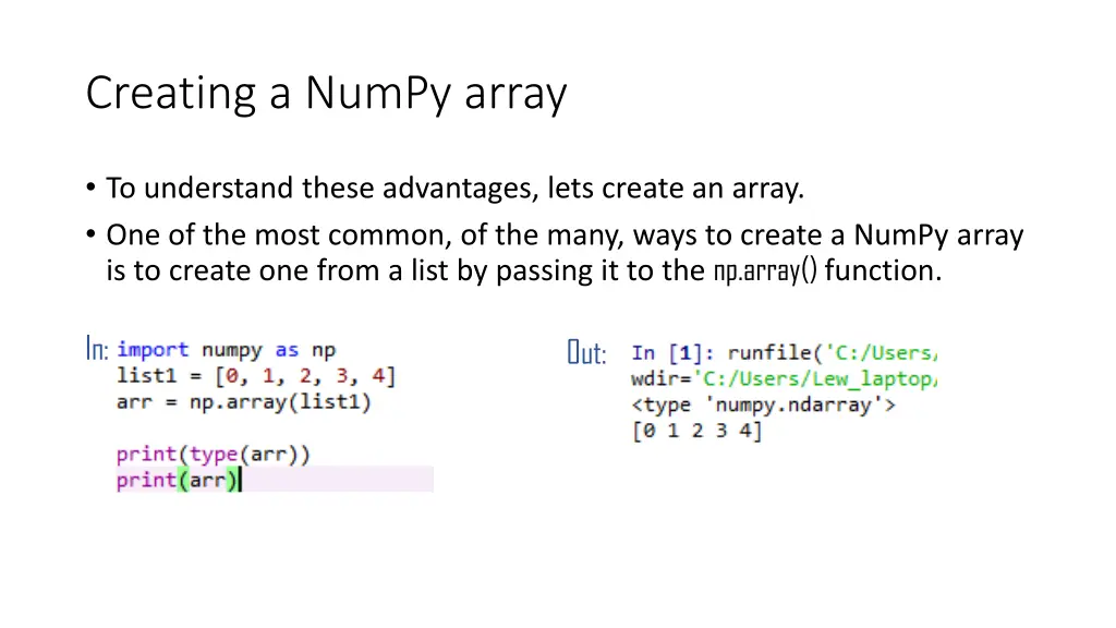 creating a numpy array