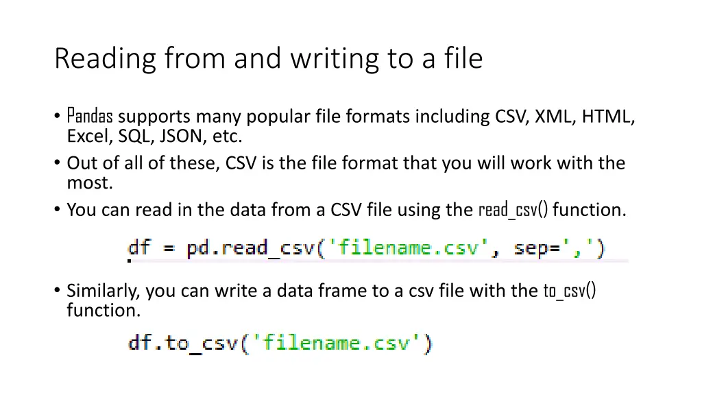 reading from and writing to a file