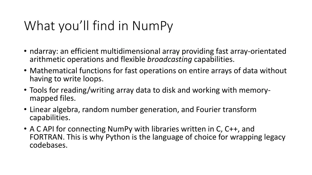 what you ll find in numpy