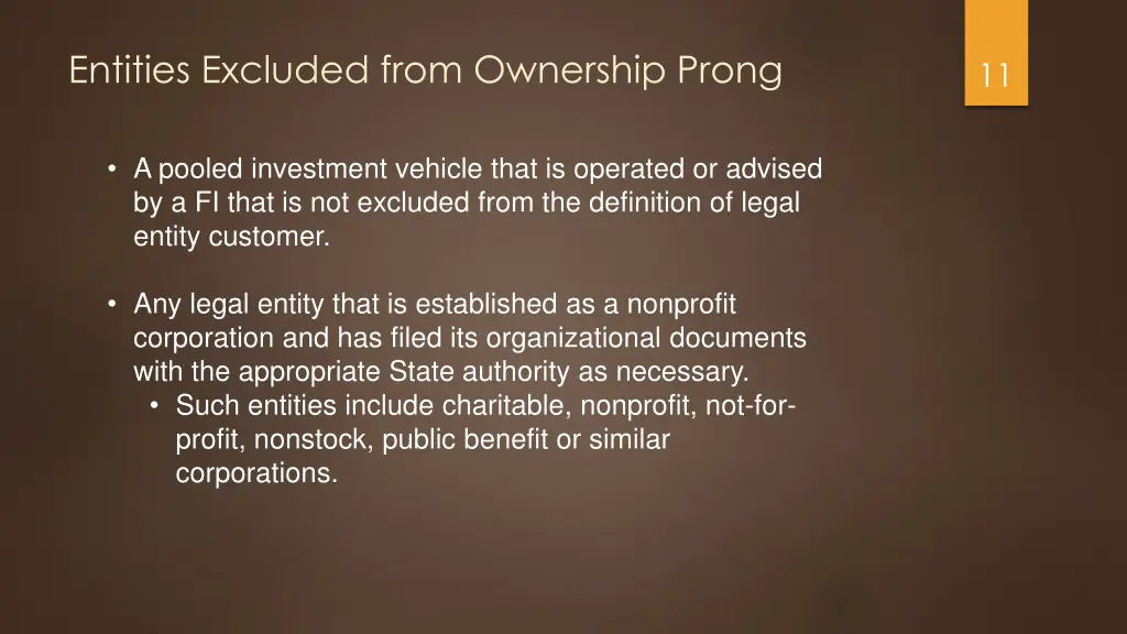 entities excluded from ownership prong