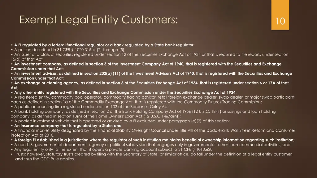 exempt legal entity customers