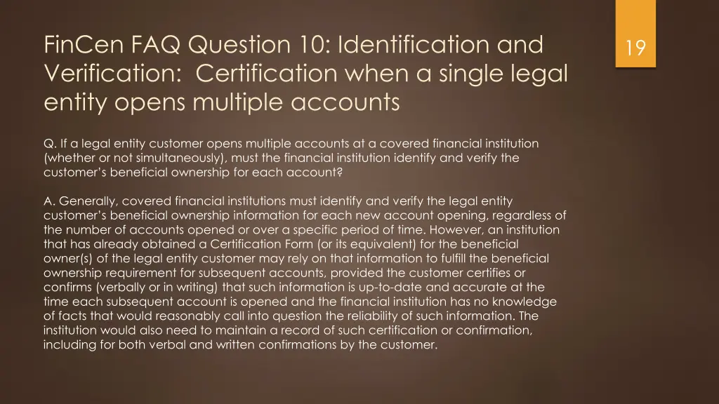 fincen faq question 10 identification