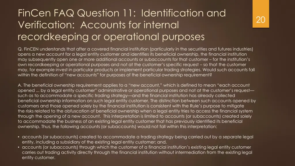 fincen faq question 11 identification