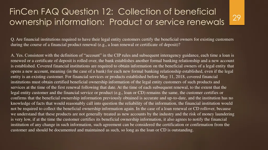 fincen faq question 12 collection of beneficial