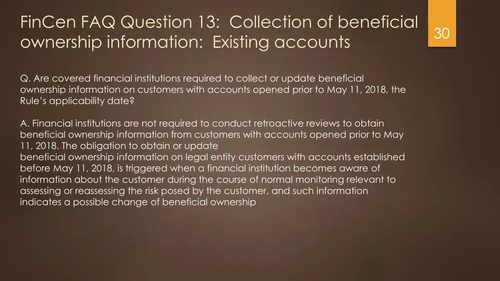 fincen faq question 13 collection of beneficial