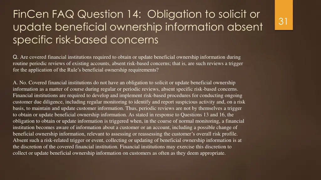 fincen faq question 14 obligation to solicit