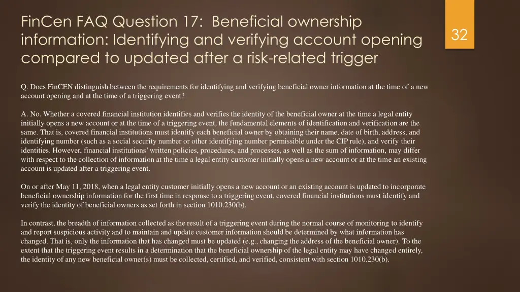 fincen faq question 17 beneficial ownership