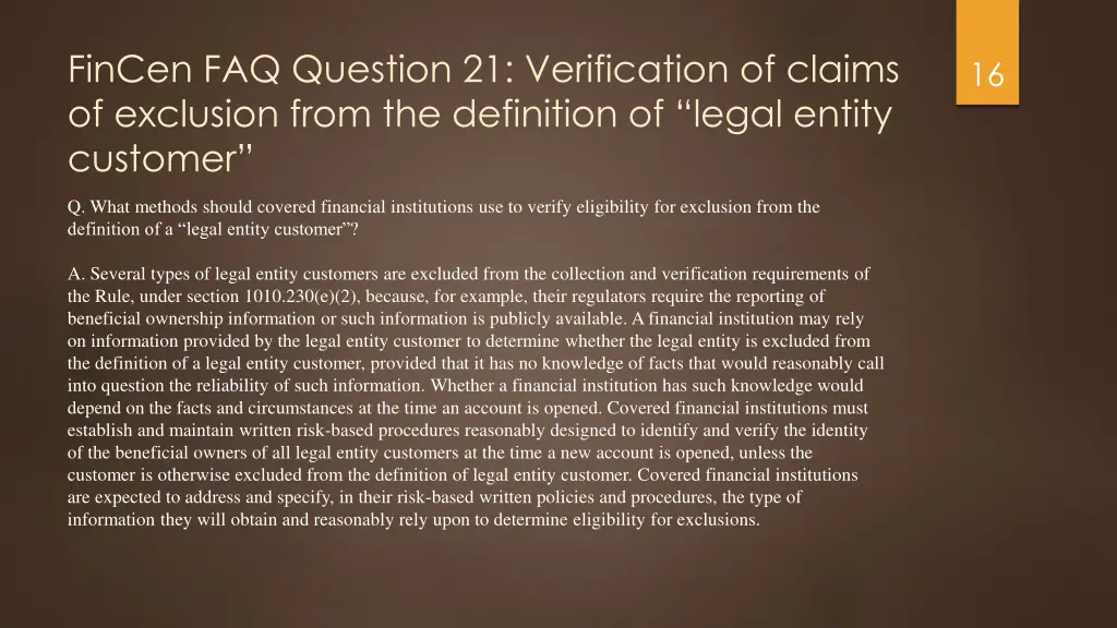 fincen faq question 21 verification of claims