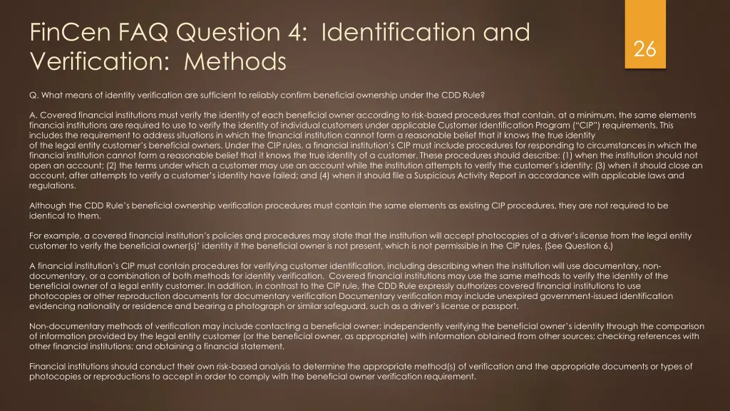 fincen faq question 4 identification