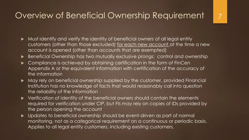 overview of beneficial ownership requirement