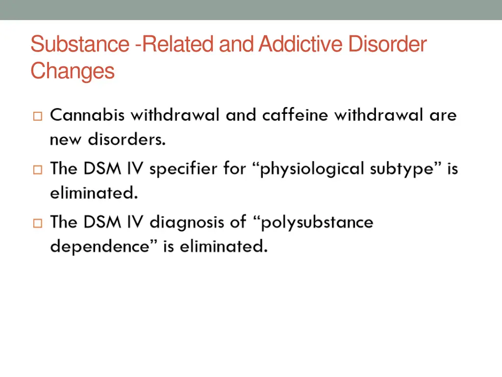 substance related and addictive disorder changes 2