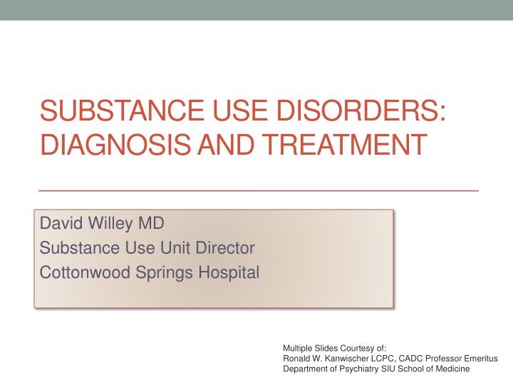 substance use disorders diagnosis and treatment