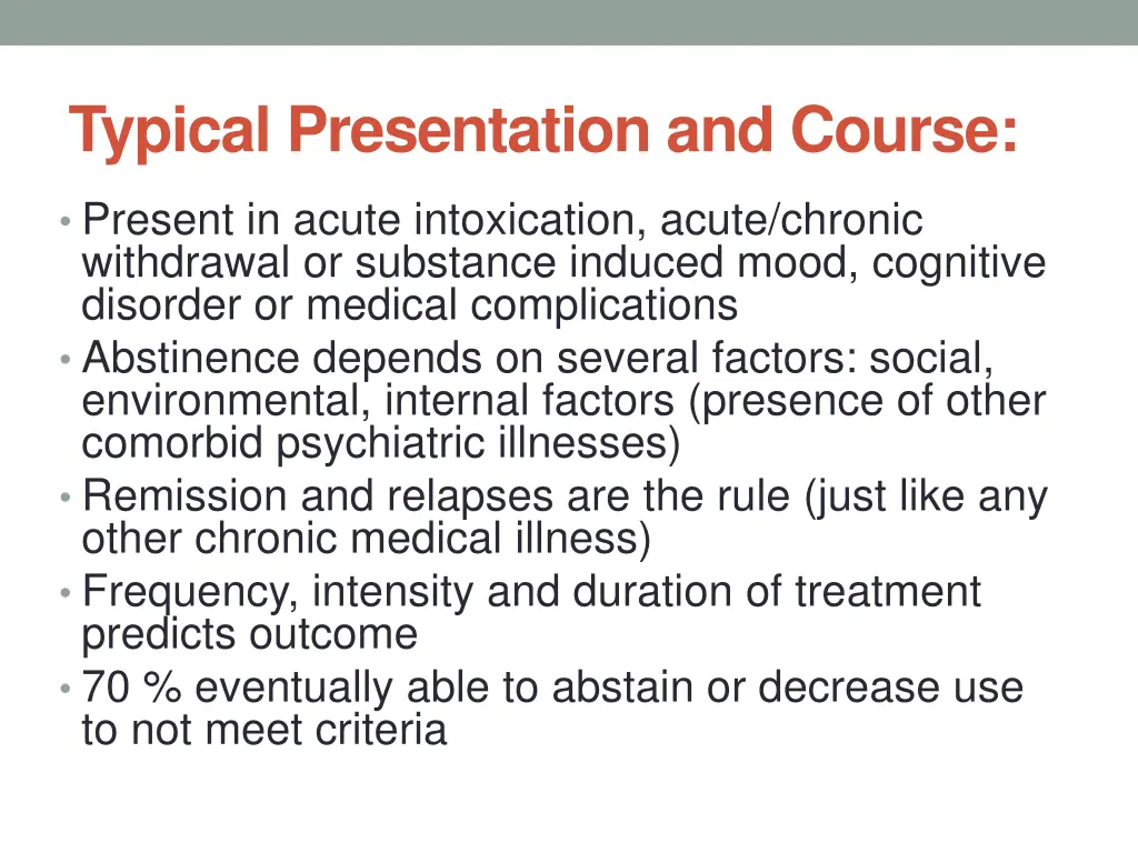 typical presentation and course