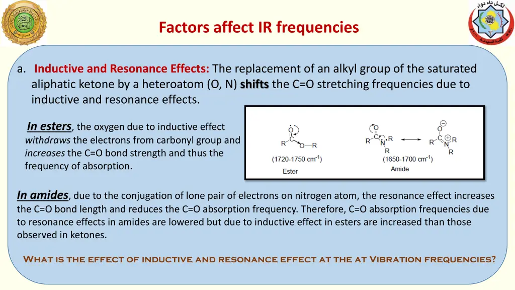 factors affect ir frequencies