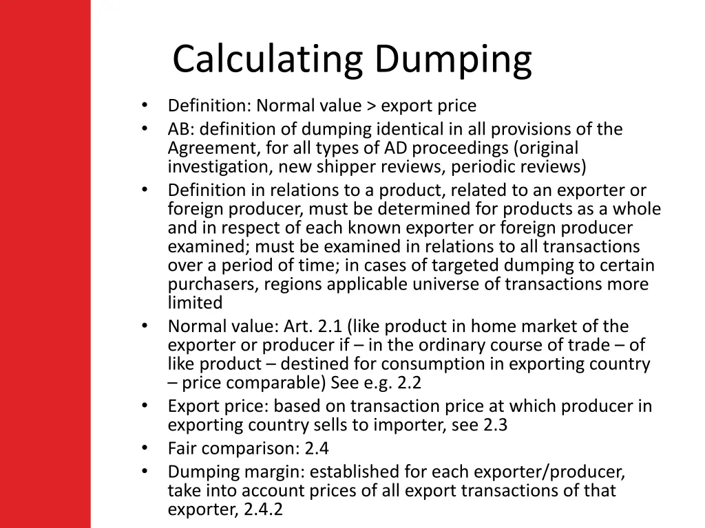 calculating dumping