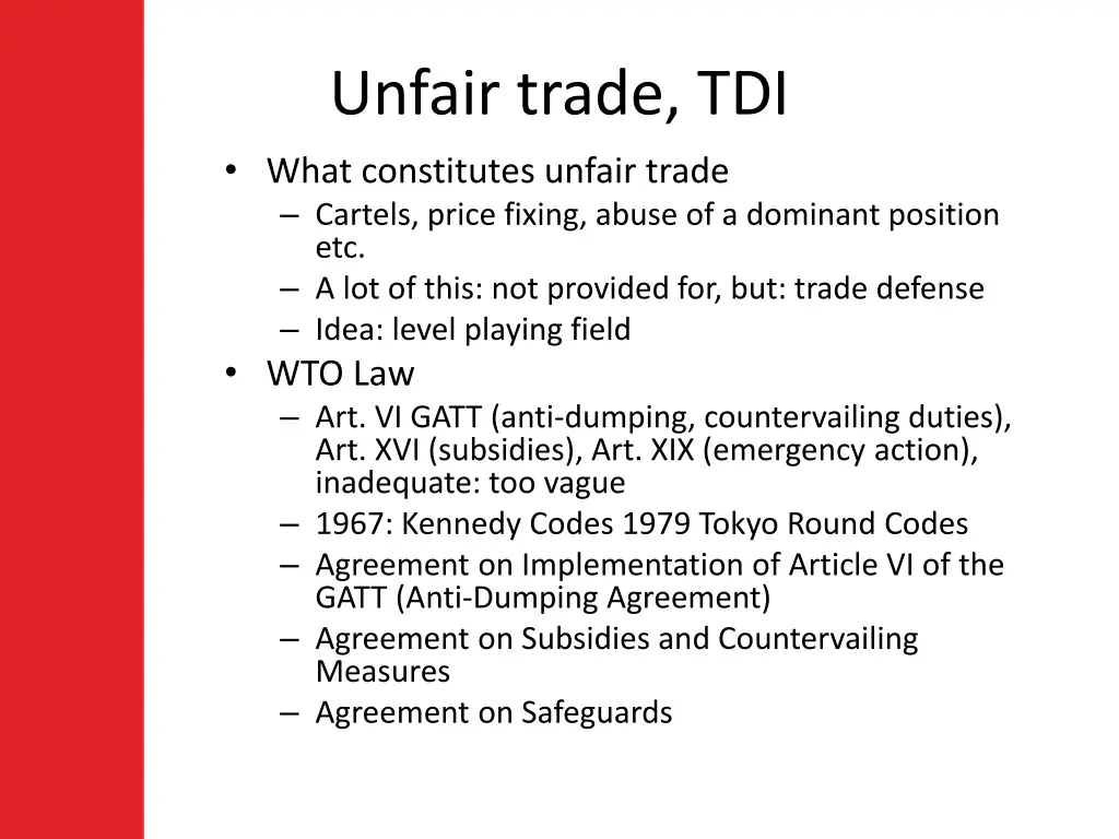 unfair trade tdi what constitutes unfair trade