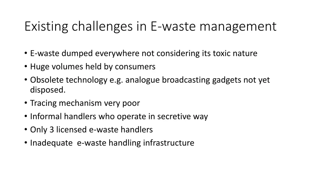 existing challenges in e waste management