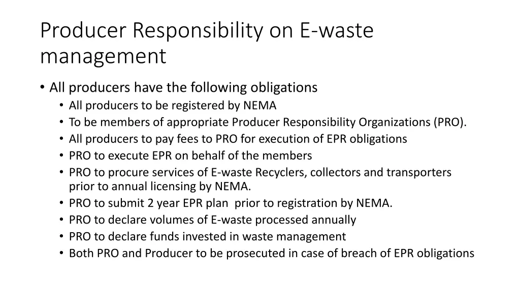 producer responsibility on e waste management