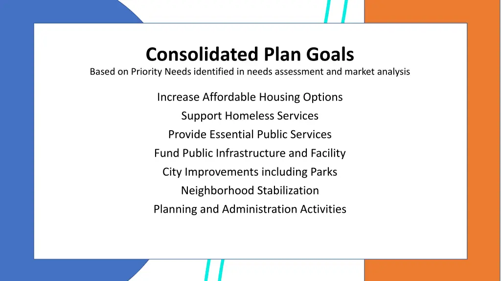 consolidated plan goals based on priority needs