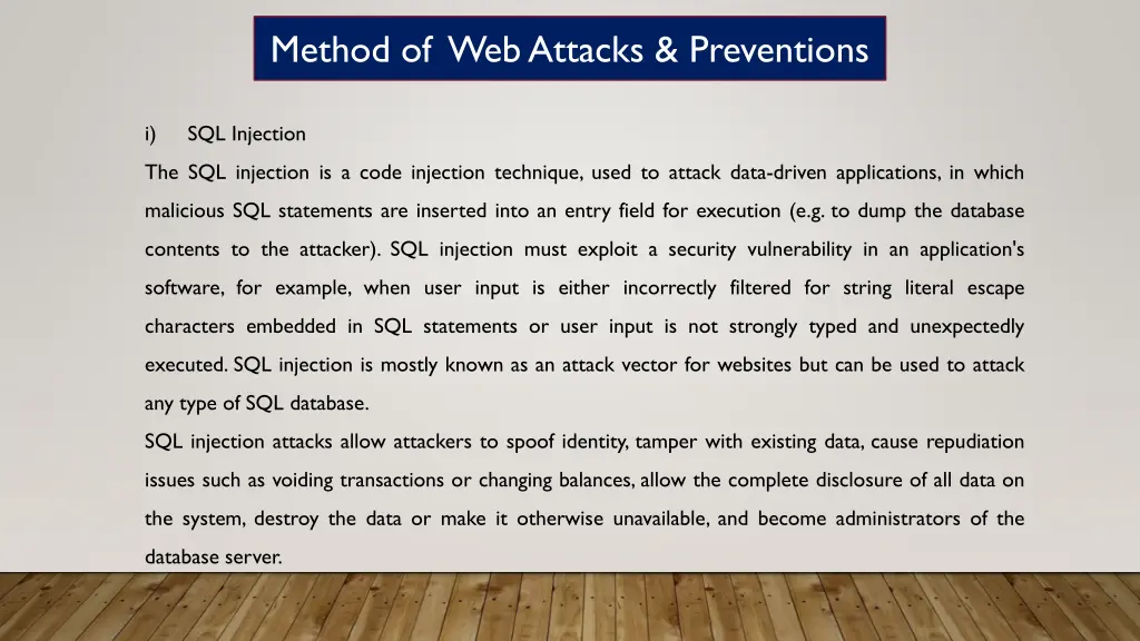 method of web attacks preventions 1