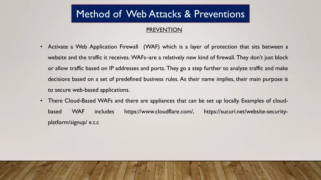 method of web attacks preventions 10