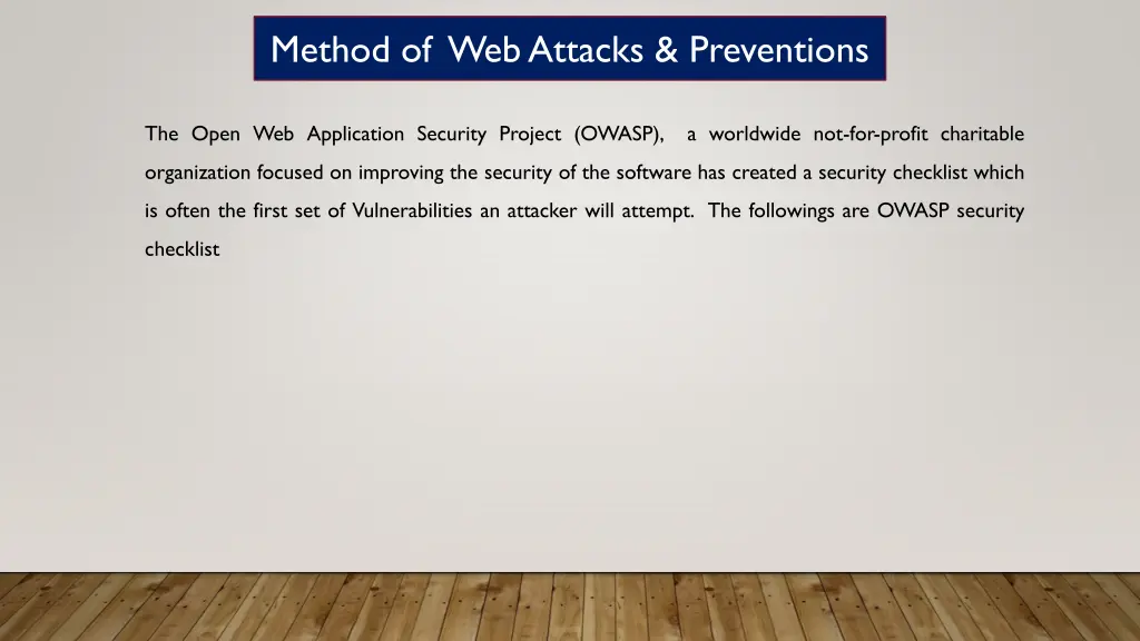 method of web attacks preventions