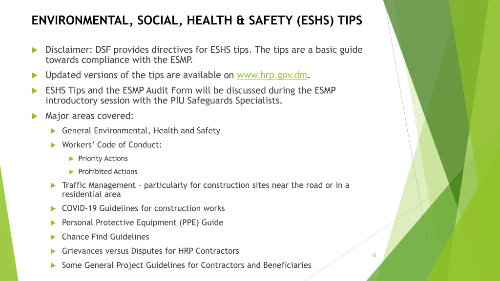 environmental social health safety eshs tips