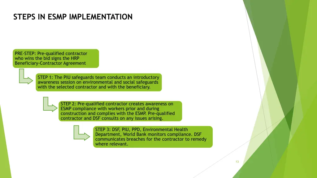 steps in esmp implementation