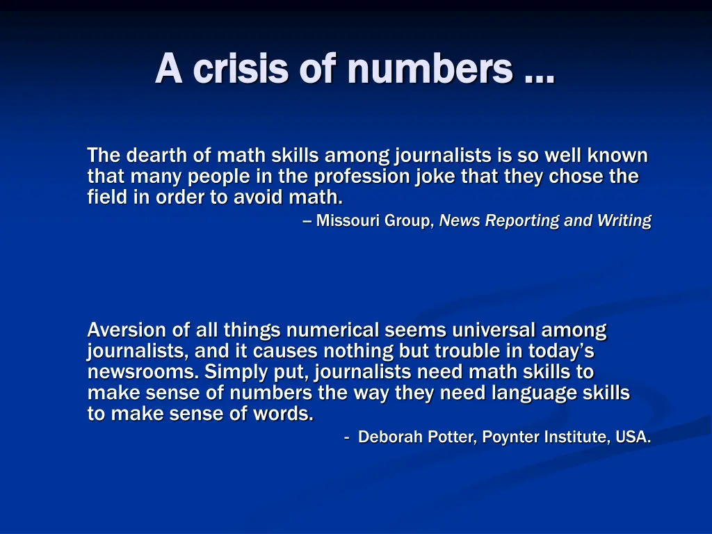 a crisis of numbers a crisis of numbers