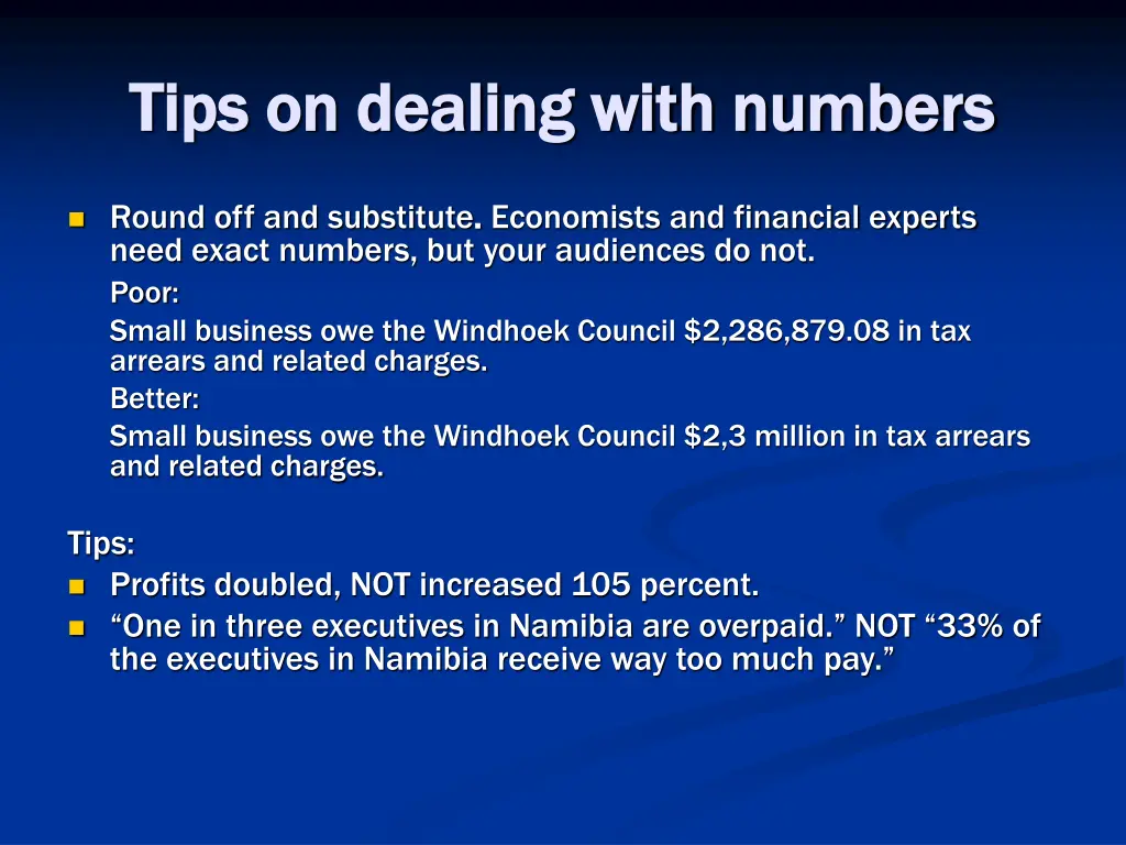 tips on dealing with numbers tips on dealing with